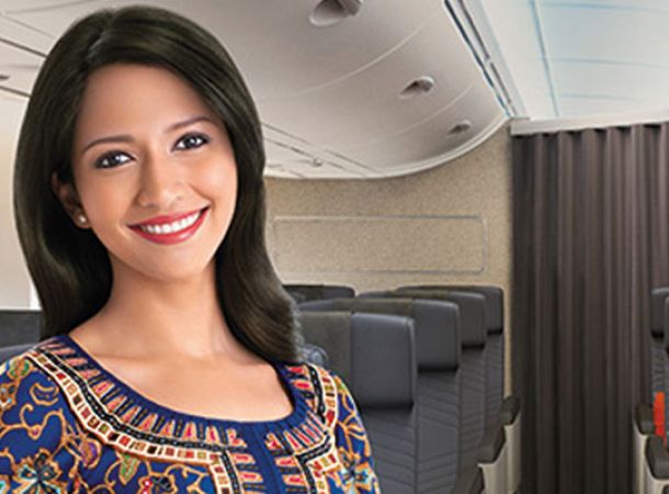 Singapore Airlines Cabin Crew in premium economy class